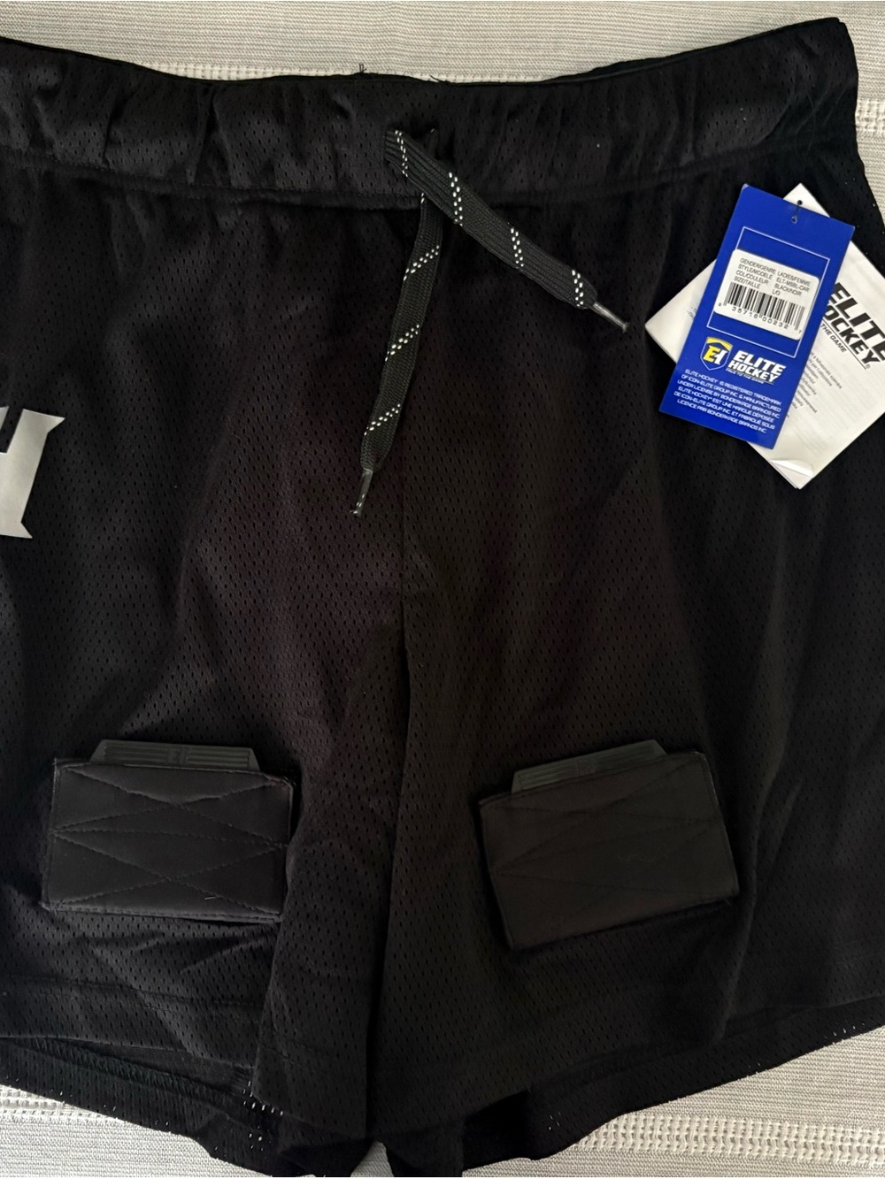 Black womans Athletic hockey Mesh Shorts with Drawstring
